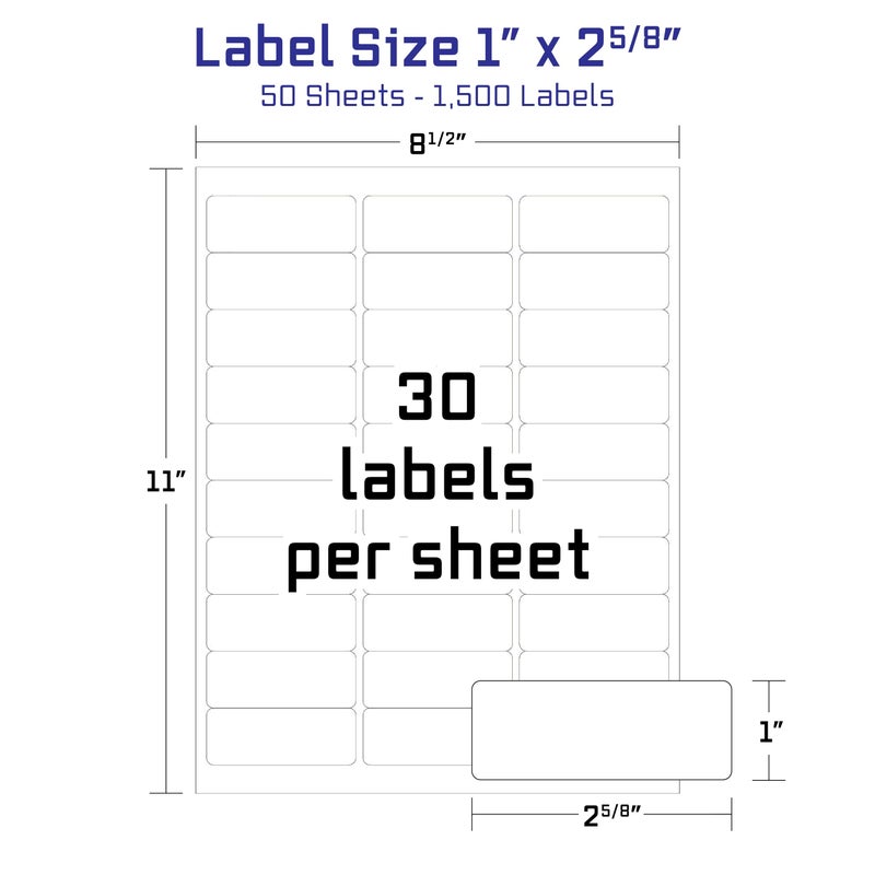 Blank Labels Easy Peeling Printable Address Shipping Labels, 2.625" x 1" | Customizable Sticker | White | 1500 Blank Mailing and Shipping Labels | Inkjet and Laser Printer Guaranteed | Blank Labels - Image 1